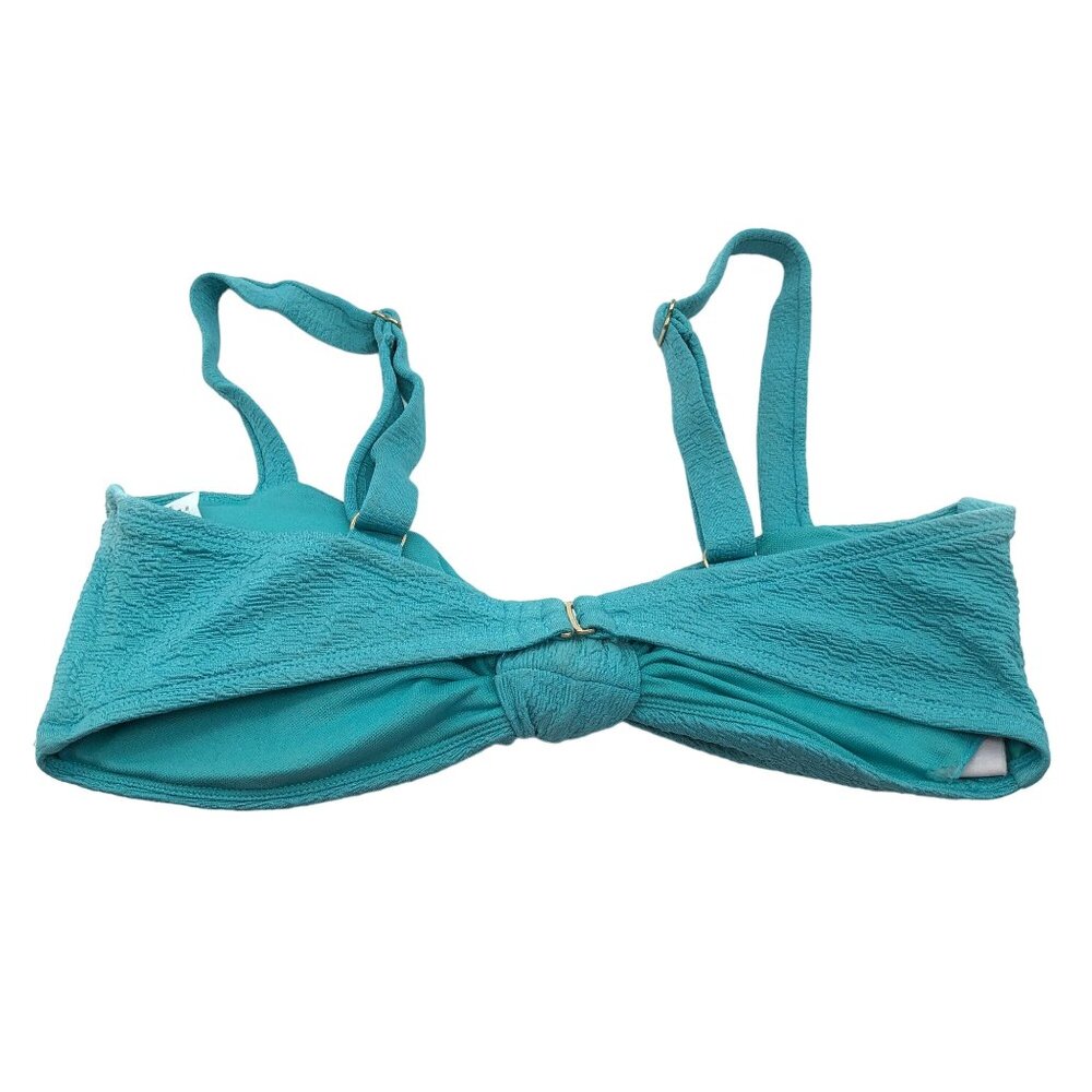 Time and Tru Bikini Top Popcorn Texture Removable Cups Aqua Blue L - Picture 2 of 3